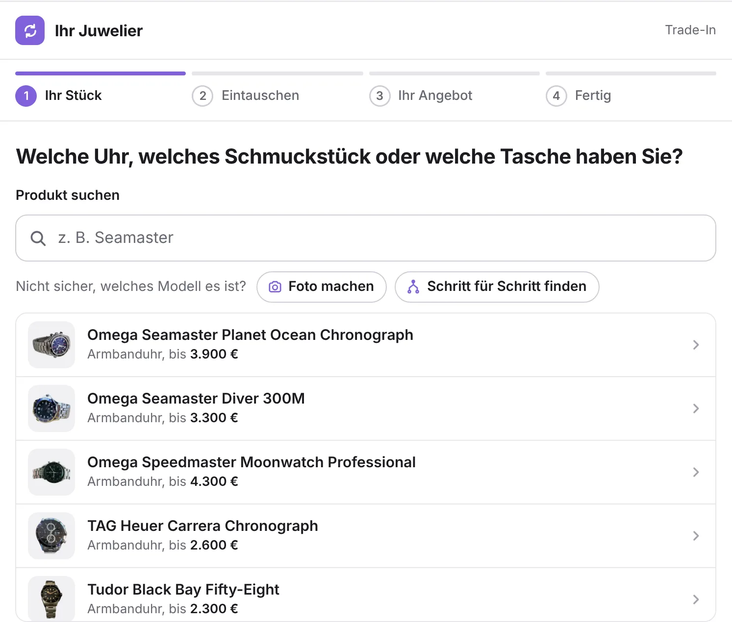 Webshop: die Kundschaft sucht ihr Gerät